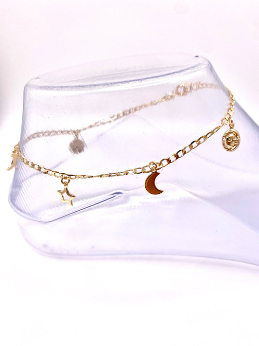 Moon, Sun and Stars Anklet