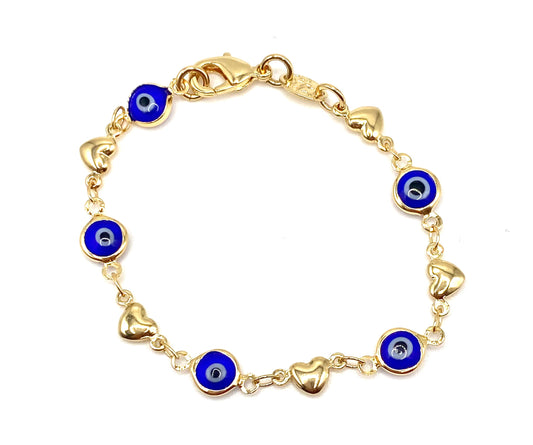 Blue Evil Eye & Hearts Bracelet KIDS