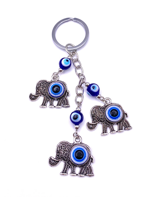Elephant Evil Eye Keychain